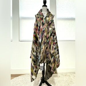 KOOLOO Artisan Merino Wool Silk Vest Shawl – Black Multi – NWT